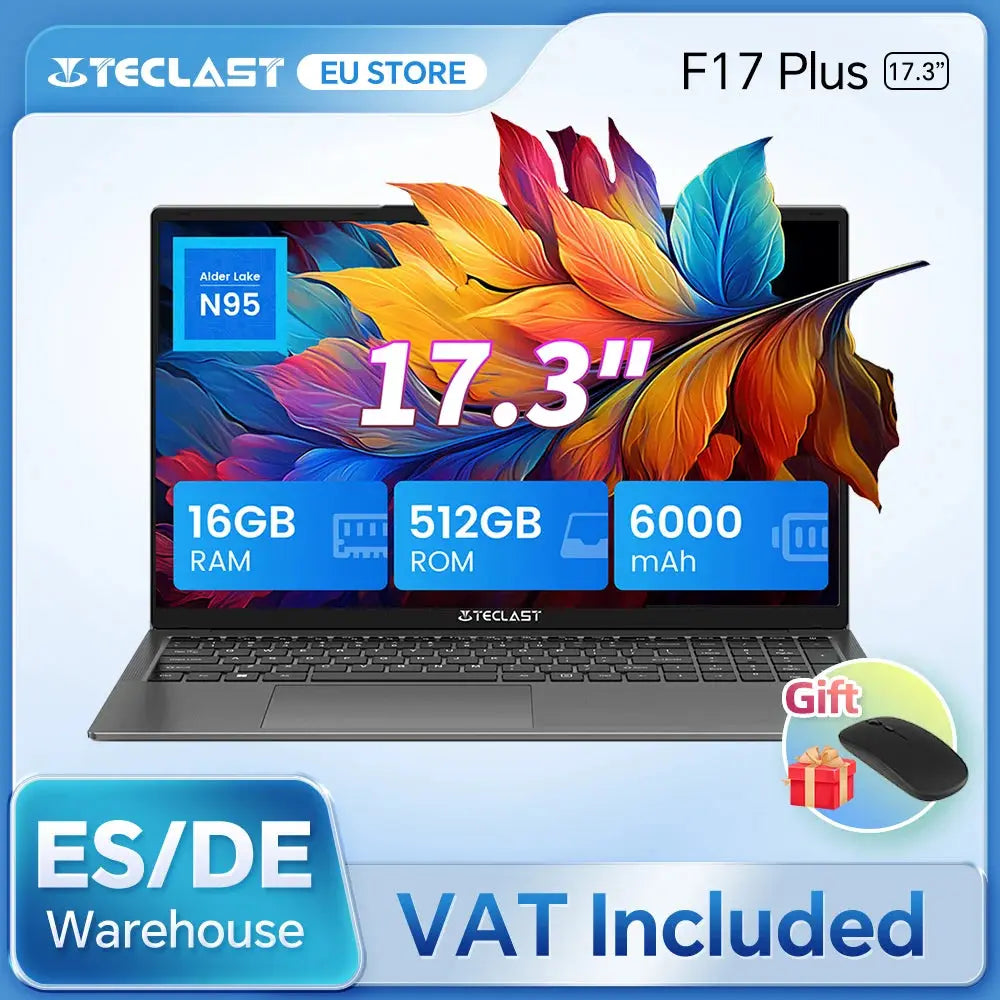 Teclast F17Plus 17.3 inch Laptop Intel N95 16GB RAM 512GB SSD Windows 11 Notebook 180° Flip Computer Backlit Keyboard mini-HDMI Dropshipman