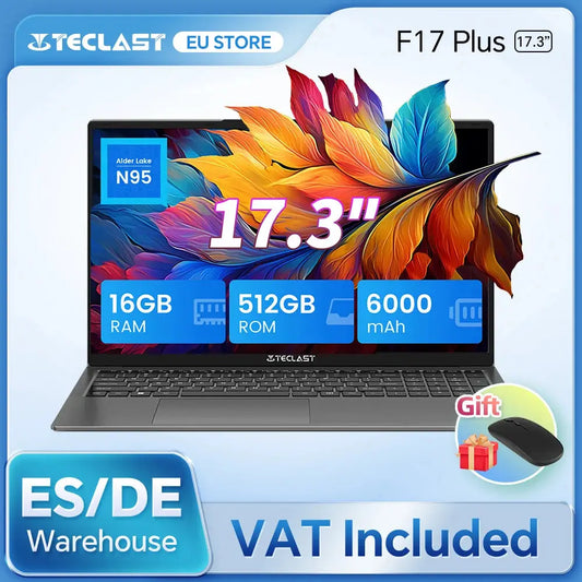 Teclast F17Plus 17.3 inch Laptop Intel N95 16GB RAM 512GB SSD Windows 11 Notebook 180° Flip Computer Backlit Keyboard mini-HDMI Dropshipman