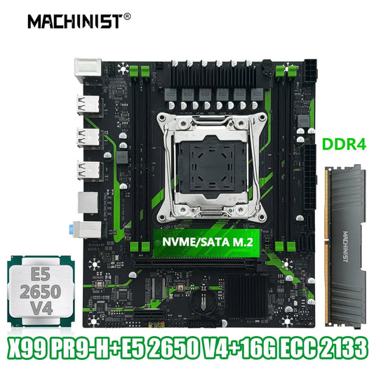 MACHINIST X99 PR9-H Motherboard Set Kit With LGA2011-3 Xeon E5 2650 V4 CPU DDR4 16GB (1*16GB) 2133MHZ RAM Memory NVME M.2 SATA Dropshipman