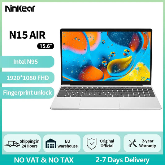 Ninkear Laptop N15 Air 15.6" FHD IPS 16GB DDR4 512GB SSD Intel N95 180° flip with Fingerprint Unlock Backlit Keyboard Windows 11 Dropshipman