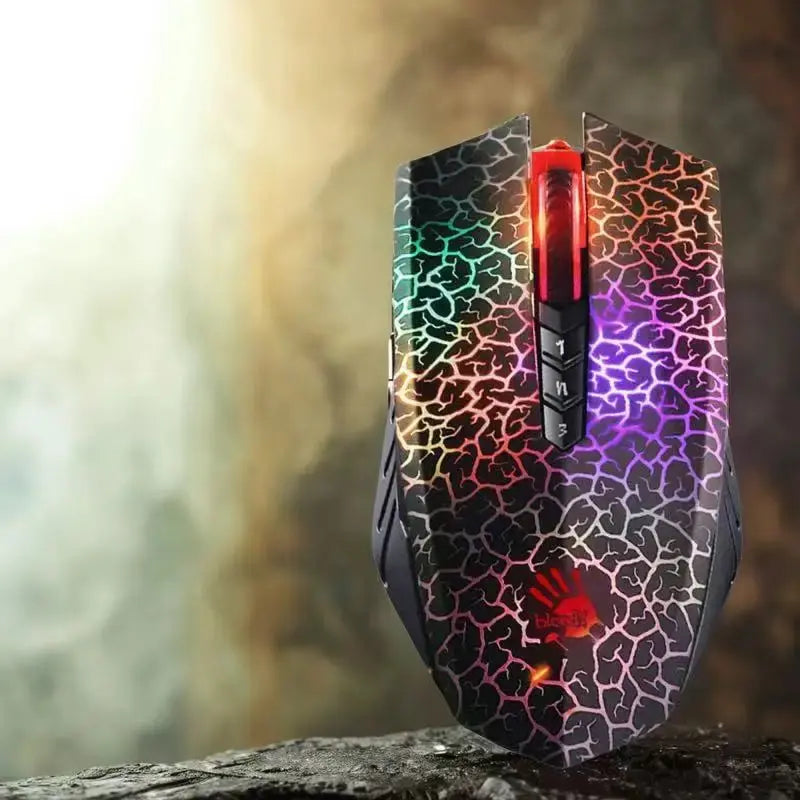 A70 Bloody Light Strike Black Gaming Mouse, 100-6200 CPI Adjustable, 6 Sniper Modes, Durable X Glide Metal Armor Boot Dropshipman