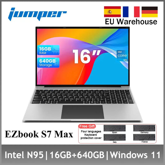 Jumper S7MAX Laptop 16 Inch Intel N95 16GB RAM+128GB EMMC+512GB SSD Windows 11 Notebook Lightweight Business Computer Dropshipman