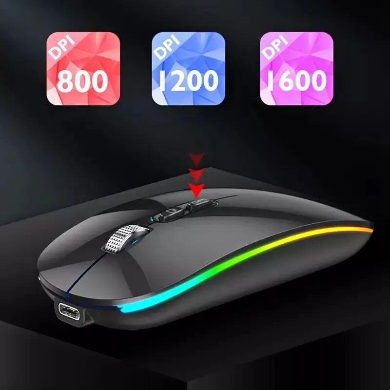 Dual Mode Bluetooth Mouse One-Click Desktop Function Type-C Rechargeable Silent Backlight Mice for Laptop PC New Dropshipman
