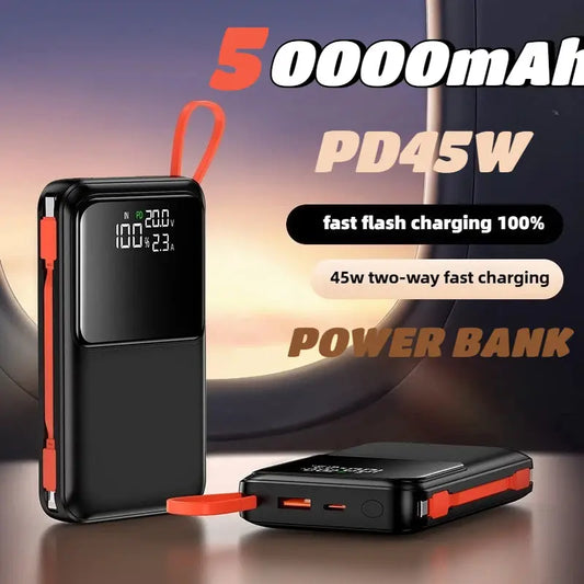 50000mAh Power BankPD45W PD FCP SCP Quick Charge Powerbank Portable External Battery Charger For iPhone 15 Xiaomi Laptop Tablet Dropshipman