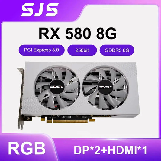 SEJISHI SJS RX580 8G Video Card GDDR5 Memory Gaming Graphics Card Desktop Computer RGB placa de video AMD Radeon RX 580 8GB GPU Dropshipman