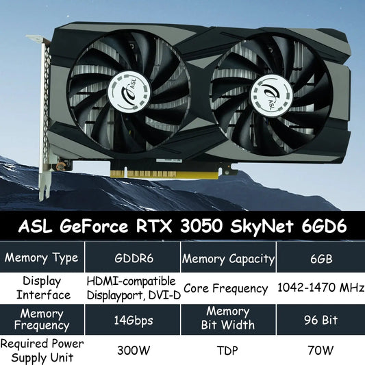 ASL NVIDIA GeForce RTX 3050 6GB GDDR6 96Bit PCIe 4.0 Dual Fan PC Gaming GPU Video Graphics Card With HDMI-compatible DP DVI-D Dropshipman