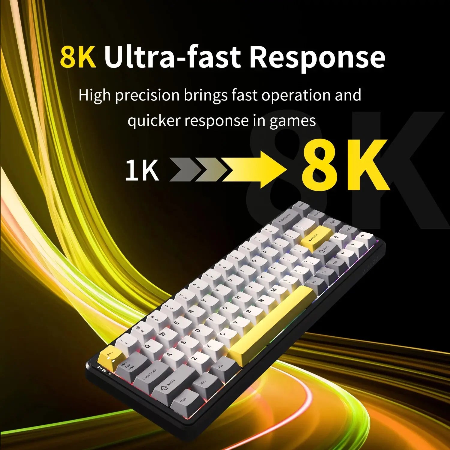 AJAZZ AK680 MAX Wireless Keyboard Mechanical Keyboard Magnetic Rice Shaft Hifi Edition 8+8k Triple Mode Connection RGB Lights DI Dropshipman