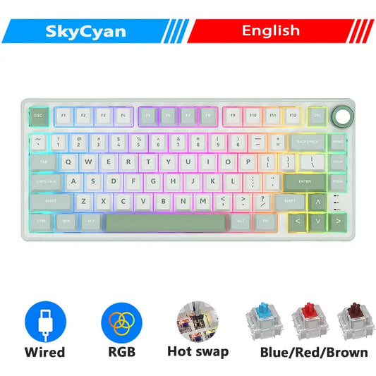 RK Royal Kludge R75 Gasket Wired Mechanical Keyboard 80 Keys RGB Backlit Hot-swappable Spanish Gamer Keyboard MDA PBT Keycaps Dropshipman