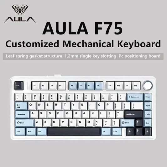AULA F75 2.4G Wireless/Bluetooth/Wired Gaming Mechanical Keyboard RGB Customized 75% Layout OEM Profile Gasket Structure Dropshipman