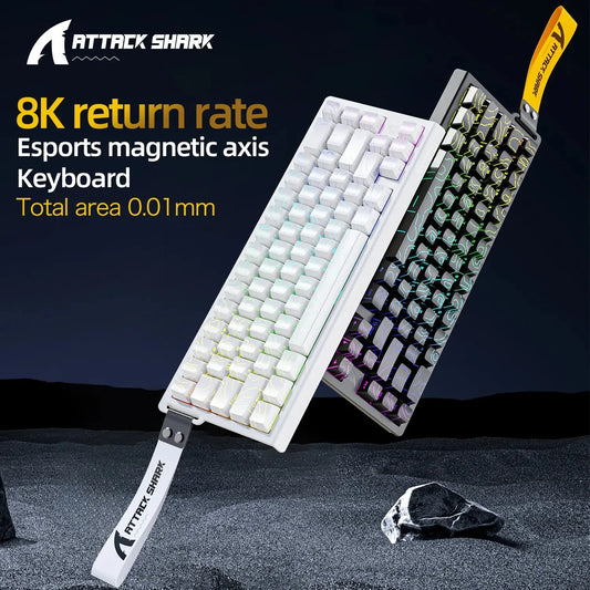 X68HE ATTACK SHARK Magnetic Gaming Keyboard Mechanical Wired for Pro Gaming 0.01mm Rapid Trigg 8000Hz SOCD/Rs 0.125ms 128K Rate Dropshipman