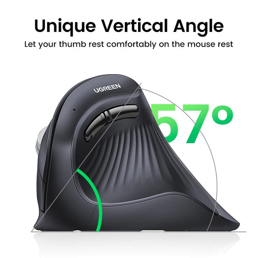 UGREEN Vertical Mouse Wireless Bluetooth5.0 2.4G Ergonomic 4000DPI 6 Mute Buttons for MacBook Tablet Laptops Computer PC Mice Dropshipman