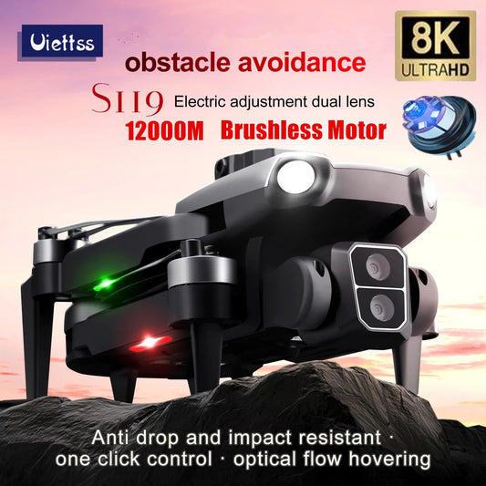 Professional S119 Drone 8K With Dual Camera 5G WIFI Smart Obstacle Avoidance FPV Brushless Motor RC Quadcopter Mini Dron Dropshipman
