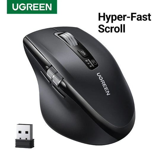 UGREEN Hyper-Fast Scroll Wireless Mouse Bluetooth 5.4 2.4G Ergonomic 5000DPI for MacBook Tablet Laptops Computer PC Mice Dropshipman