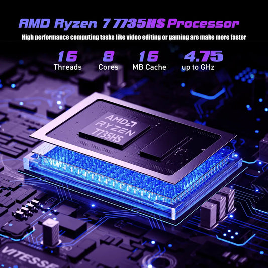 ACEMAGIC ‎RX16 AMD Ryzen 7 7735HS 16" Ultra Slim 4400MAH Laptop 16GB LPDDR5 RAM 512GB ROM Windows 11Pro BT5.2 Wifi 6 Notebook Dropshipman