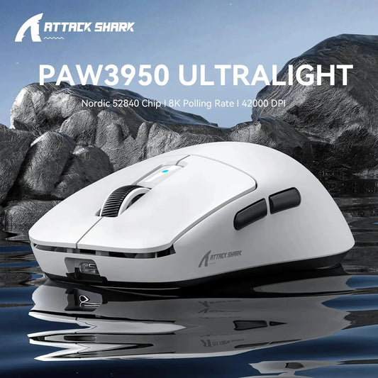 Attack Shark R6 Lightweight Wireless Gaming Mouse, PAW 3950Max Sensor Computer Mouse with Nordic 52480, 8KHz Polling Dropshipman