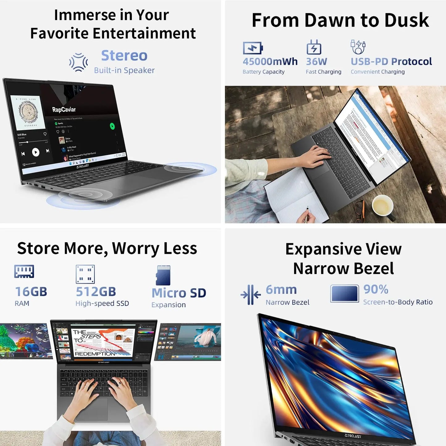 Teclast F17Plus 17.3 inch Laptop Intel N95 16GB RAM 512GB SSD Windows 11 Notebook 180° Flip Computer Backlit Keyboard mini-HDMI Dropshipman