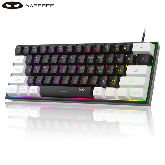 MageGee TS91 60% Compact Wired Keyboard 61 Keys RGB Backlight Small Portable Office Computer Membrane Keyboard For Windows PC Dropshipman