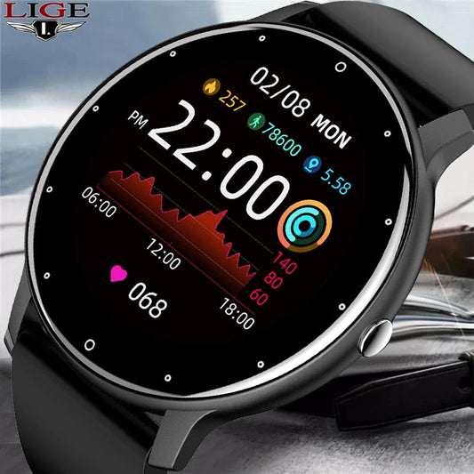 LIGE 2025 New Smart Watch Men Full Touch Screen Sport Fitness Watch IP67 Waterproof Bluetooth For Android ios smartwatch Men+box Dropshipman