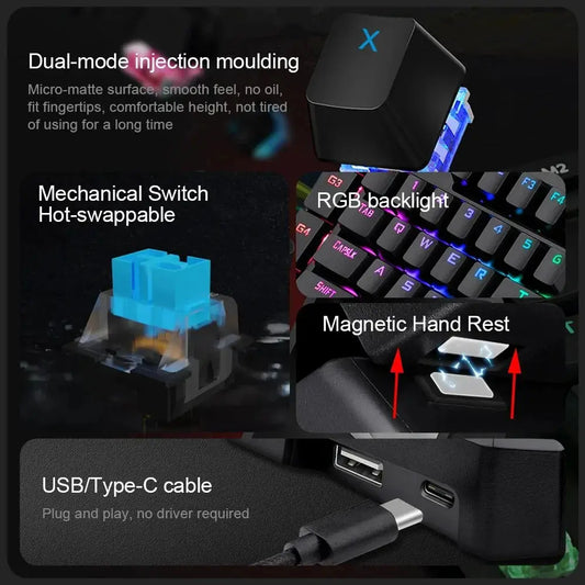 REDRAGON DITI K585 RGB 42 Key One-handed USB Mechanical Gaming Wired Keyboard Blue Switch 42 Keys Gamer for Computer PC Laptop Dropshipman