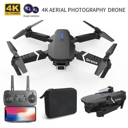 Professional Drone E88 4K Wide-Angle HD 1080P Camera WiFi FPV Height Hold Foldable RC Drone Quadrotor Helicopter Children's Toys Dropshipman