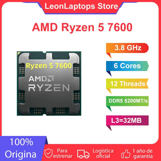 AMD Ryzen 5 7600 Original R5 7600 6-Core 12-Thread 3.8 GHzHighest 5.1 GHz AM5 Socket CPU Processor Gaming Desktop PC Without Fan Dropshipman