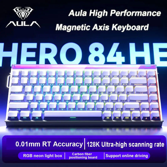 AULA HERO84 HE Magnetic Switch Wired Mechanical Keyboard RGB Music Rhythm 8K Return Rate Keyboard Computer Accessorie for Gamer Dropshipman