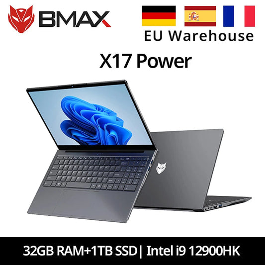 BMAX 15.6" X17 Power 32GB RAM 1TB SSD Intel i9 12900HK CPU Windows 11 Notebook 1920*1080 Wifi USB PC Bluetooth laptop Dropshipman