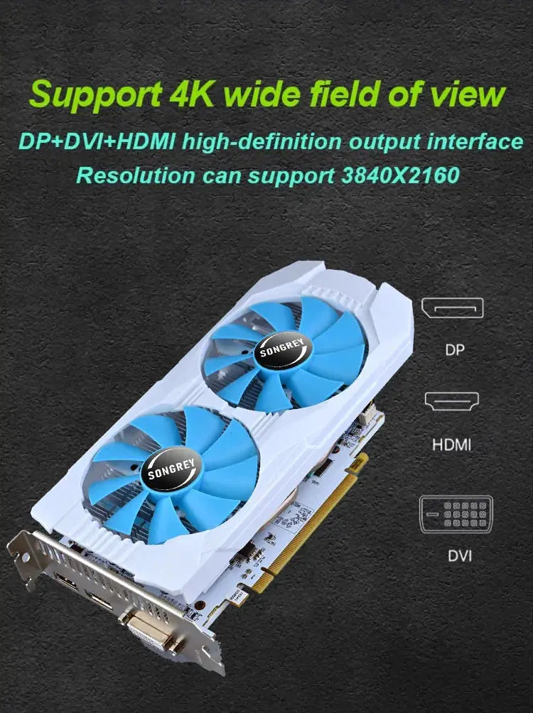 SONGREY RX 580 590 GME GTX 1660 Super 1660 Ti 1050 Ti Gaming Graphics Card 8/6/4GB GDDR5/6 GPU for PC Desktop Computer Dropshipman