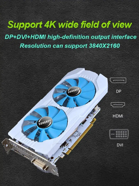 SONGREY RX 580 590 GME GTX 1660 Super 1660 Ti 1050 Ti Gaming Graphics Card 8/6/4GB GDDR5/6 GPU for PC Desktop Computer Dropshipman
