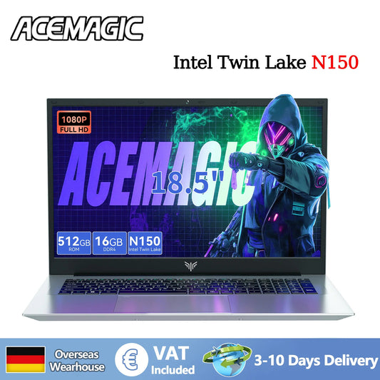 ACEMAGIC 18.5"Laptop Computer Windows 11 PRO 8000 mAh Battery Intel N150 Quad-Core Processor 16GB DDR4 RAM 512GB SSD Wifi5 Dropshipman