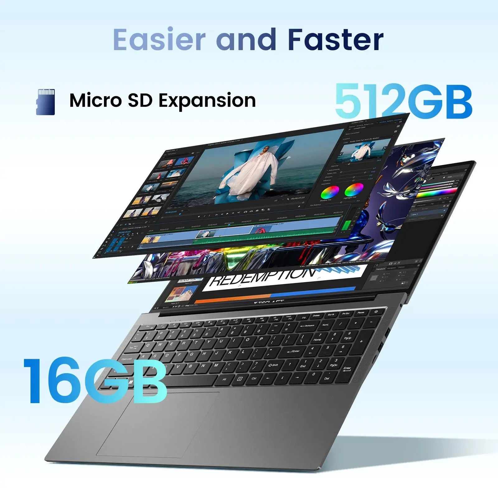 Teclast F17Plus Laptop 17.3 inch, 16GB RAM 512GB SSD, Intel N95, Windows 11 Pro Notebook, 180° Flip Laptops Computer, Backlit Keyboard, mini-HDMI，USB 3.2x3 Dropshipman
