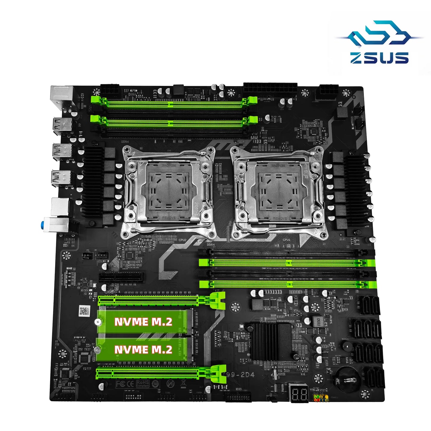 ZSUS X99 Dual CPU Motherboard Kit Xeon E5 2680 V4 with DDR4 32GB (2*16GB) LGA2011-3 M.2 NVME for Desktop Gaming Computer Dropshipman
