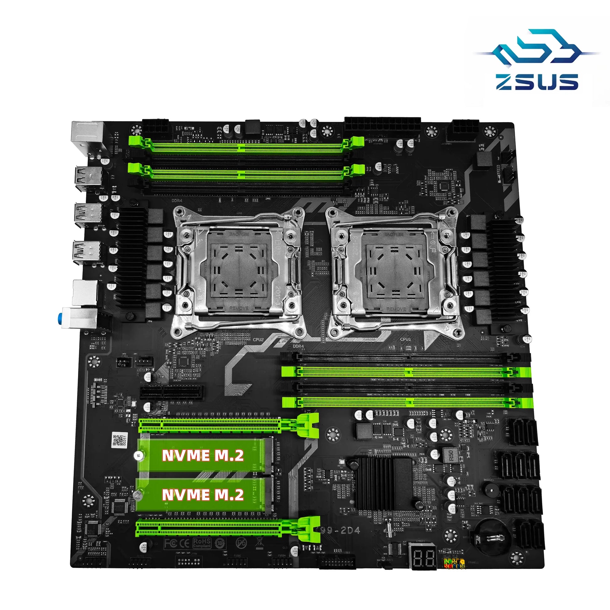 ZSUS X99 Dual CPU Motherboard Kit Xeon E5 2680 V4 with DDR4 32GB (2*16GB) LGA2011-3 M.2 NVME for Desktop Gaming Computer Dropshipman