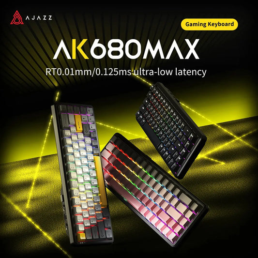 AJAZZ AK680 MAX Wireless Keyboard Mechanical Keyboard Magnetic Rice Shaft Hifi Edition 8+8k Triple Mode Connection RGB Lights DI Dropshipman