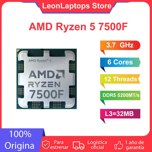 AMD Ryzen 5 7500F Processor CPU R5 7500F Up to 5.0 GHz 6-Core 12-Thread 32MB Game Cache Socket AM5 DDR5 5200MHz Desktop PC Gamer Dropshipman