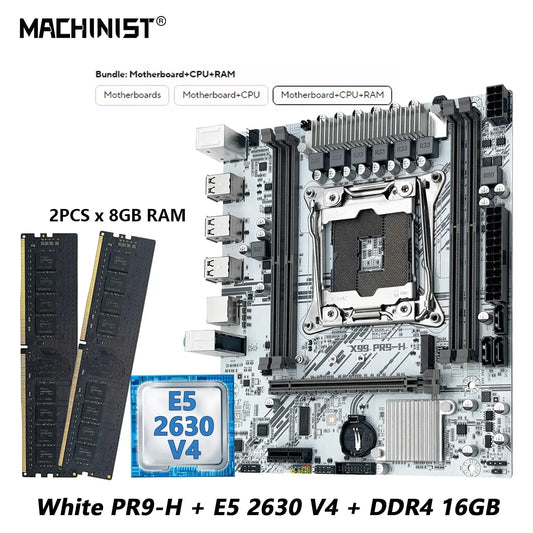 MACHINIST White X99 PR9-H Motherboard combo Intel Xeon E5 2630 V4 LGA 2011-3 CPU DDR4 16GB RAM NVME m.2 Optional kit set Dropshipman