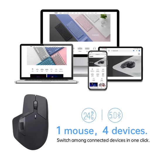 Rapoo MT760L/MT760M Multi-mode Rechargeable Wireless Mouse Ergonomic 4000 DPI Support Up to 4 Devices Bluetooth Mouse Dropshipman