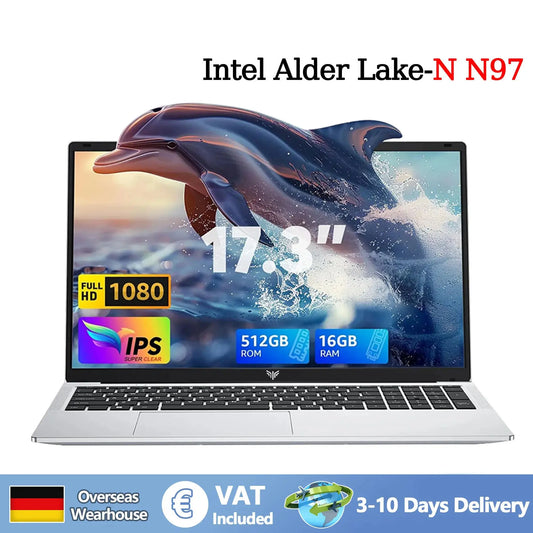 ACEMAGIC AX17 17.3 inch Laptop Intel N97 16GB RAM 512GB SSD Windows 11 Pro Notebook Wifi 6 BT5.2 6000Mah Battery Dropshipman