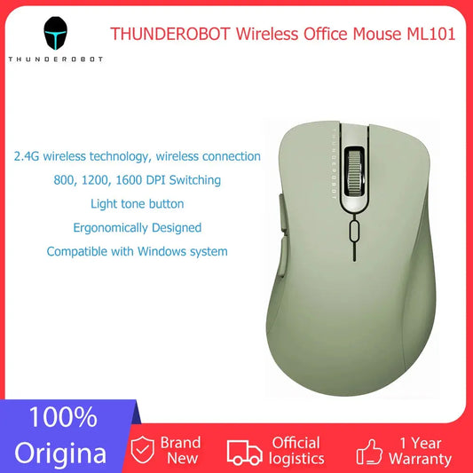 Thunderobot ML101 Portable Wireless Office Mouse 2.4G Wireless Connection Three Levels DPI Switching Compatible Windows System Dropshipman