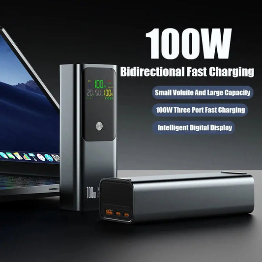 50000mAh Portable Color Screen Power Bank Supports PD100W Bidirectional Fast Charging Suitable For IPhone Laptop Samsung Dropshipman