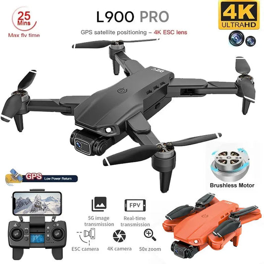 L900 Pro GPS Drone 4K Professional HD Dual Camera 5G Wifi Photography Brushless Foldable Quadcopter RC Distance 1.2KM Drones Toy Dropshipman
