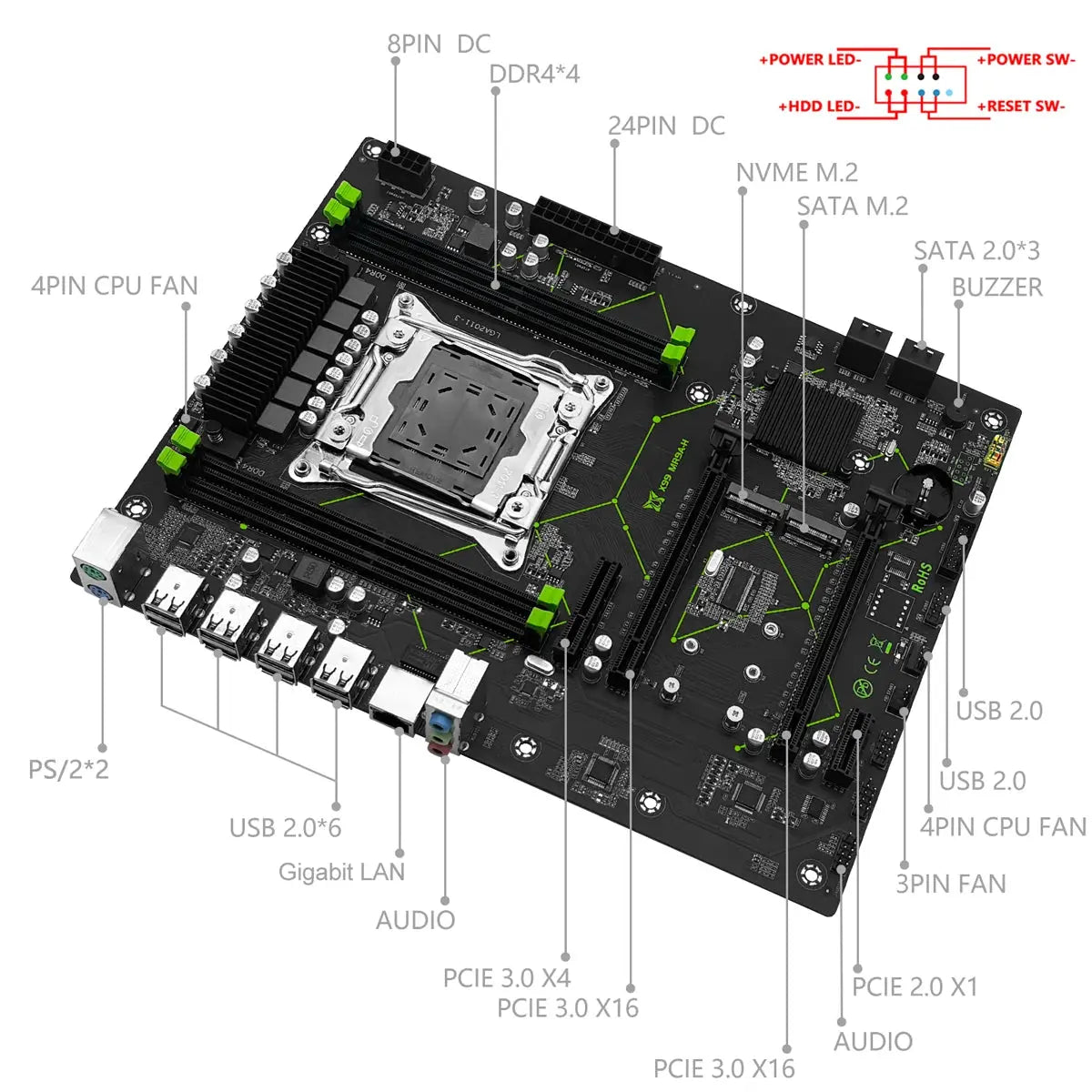 MACHINIST X99 MR9A-H Motherboard Set LGA 2011-3 Xeon E5 2680 V4 CPU Processor + DDR4 2*8G=16GB RAM 2133MHz Memory Kit ATX USB3.0 Dropshipman