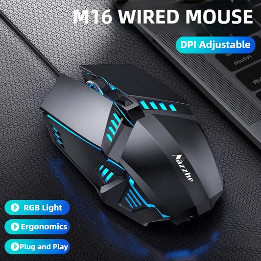 Wired Gaming Mouse Computer Mice Mechanical Silent 6 Keys USB Braided Rope 4 Speed DPI Ergonomics Mouse For PC Laptop Dropshipman