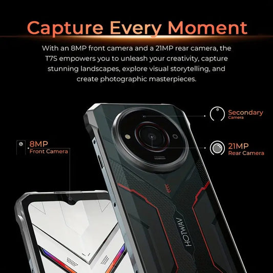 HOTWAV T7S Rugged Smartphone 6.52'' HD+ Ultra Thin 6280 MAh 8GB RAM + 128GB ROM (2TB Expandable) Mobile Phone 21MP Rear Android 13 Cellphone, Dual SIM 4G, WIFI/OTG/GPS/Face ID, Green Color Dropshipman