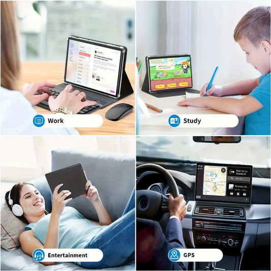 Tibuta 2-in-1 Android Tablet with Wireless Keyboard & Mouse, 10-inch IPS HD Display, Android 14, 6GB RAM/128GB Expandable Storage, Protective Case Included, Compatible with Stylus - for Office, Gaming, Learning, Entertainment (MTK MT8167/MT8320 Processor Dropshipman