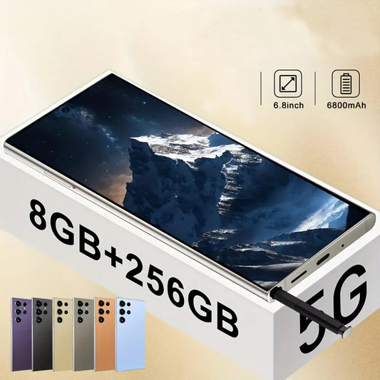 Android SmartPhone with 256GB 6.8''Full HD Display, Built-In Pen, Unlocked for Worldwide Use - High-Performance 50+13MP Camera And 6800mAh Battery, Dual SIM Comes with Earphone, Case, Charging Cable, Screen Protector, Christmas Birthday Newyear Gift Dropshipman