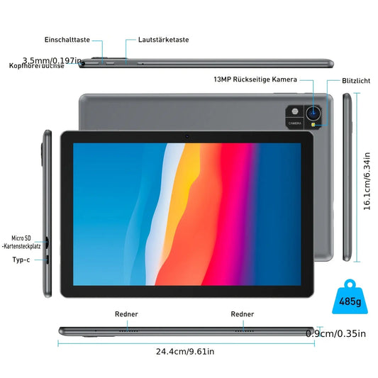 2025 New XGODY N02Pro Quad-Core 7000mAh 10.1Inch 2in 1 Android 14 Tablet 12 GB RAM (4+8 GB Expansion, 128GB Storage, Support 1 TB TF Expansion FHD IPS Touch Screen + Keyboard/mouse/protective Case, 5MP + 13MP Dual Camera, Home Office Device, Study Tablet Dropshipman