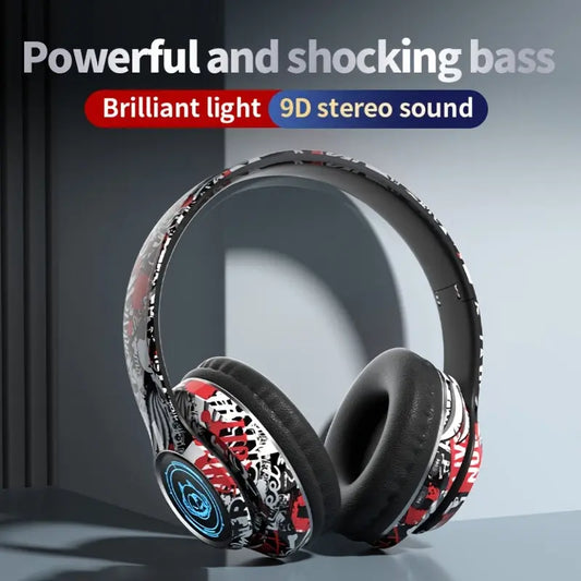 Wireless Headset with Shocking Sound, HIFI Sound Quality, 50 Hours Battery Life, Support Card Playback, Wired/Wireless Connection, RGB Luminous Lamp Effect, New Upgrade/Physical Noise Reduction, Acoustic Fidelity, Non-Inductive Delay/Computer/Mobile Phon Dropshipman