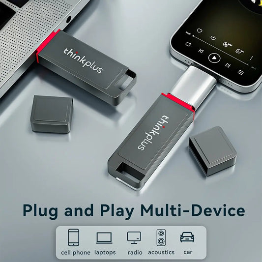 LENOVO USB 3.2 Hi-Speed USB Flash Drive, High-speed Transmission USB Drive, Powerful Chip, Plug and Play, Metal Memory Stick, Wear-resistant and Durable, Compatible with PCs, TVs, Speakers and More. Dropshipman